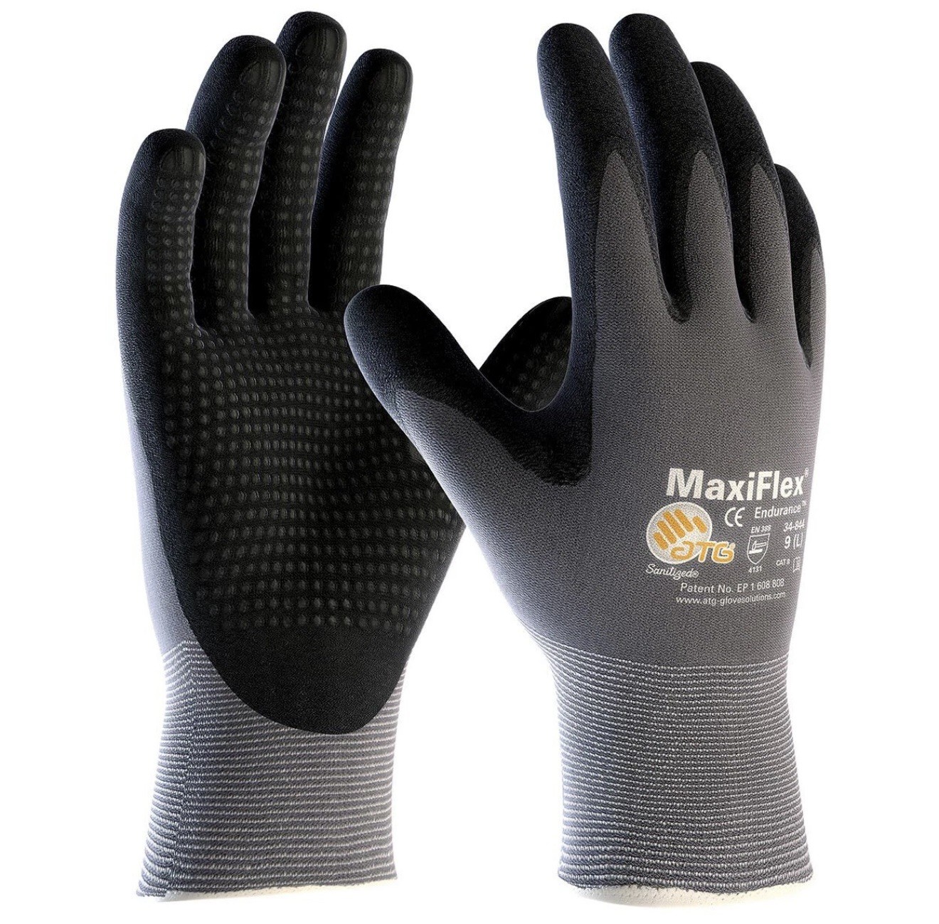 **SALE 34-844/Lg MaxiFlex Nitrile Grip Dotted Palm Coated PROTECTIVE WORK GLOVE