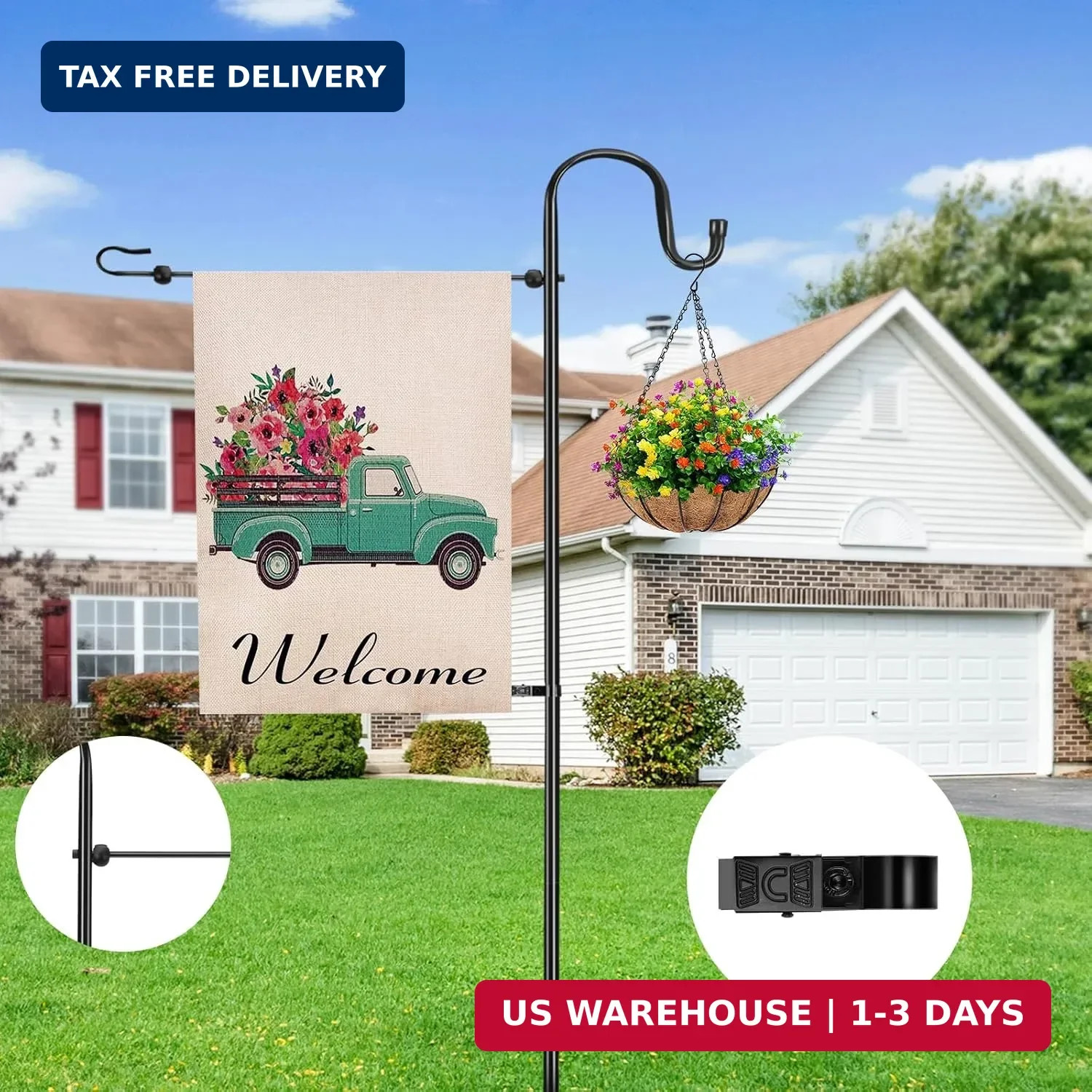 Garden Flag Stand for Outdoor,Heavy Duty Garden Flag Holder for 12×18 Flags, 46