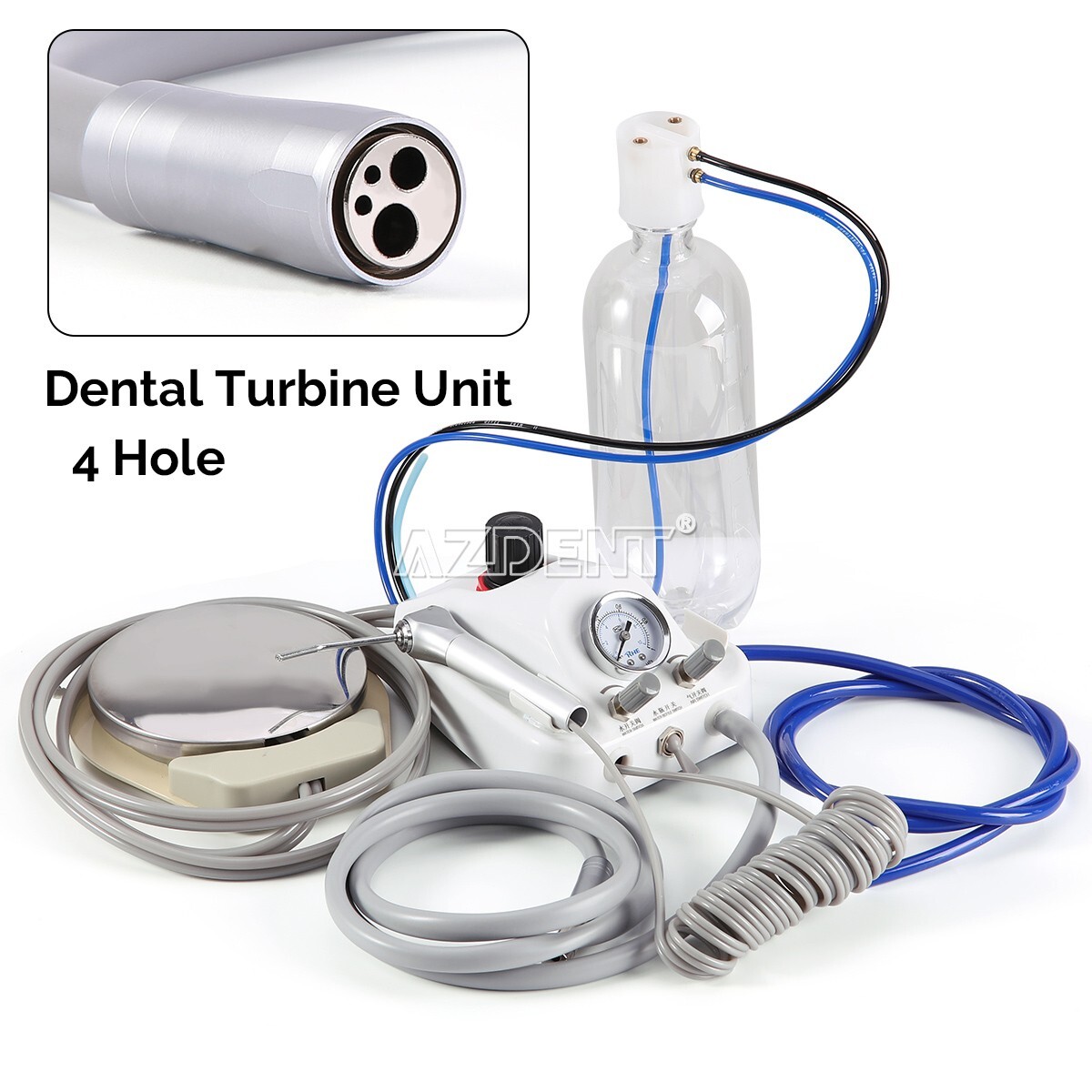 Portable Dental Turbine Unit 4 Holes Air 3 Way Syringe Work with Air Compressor