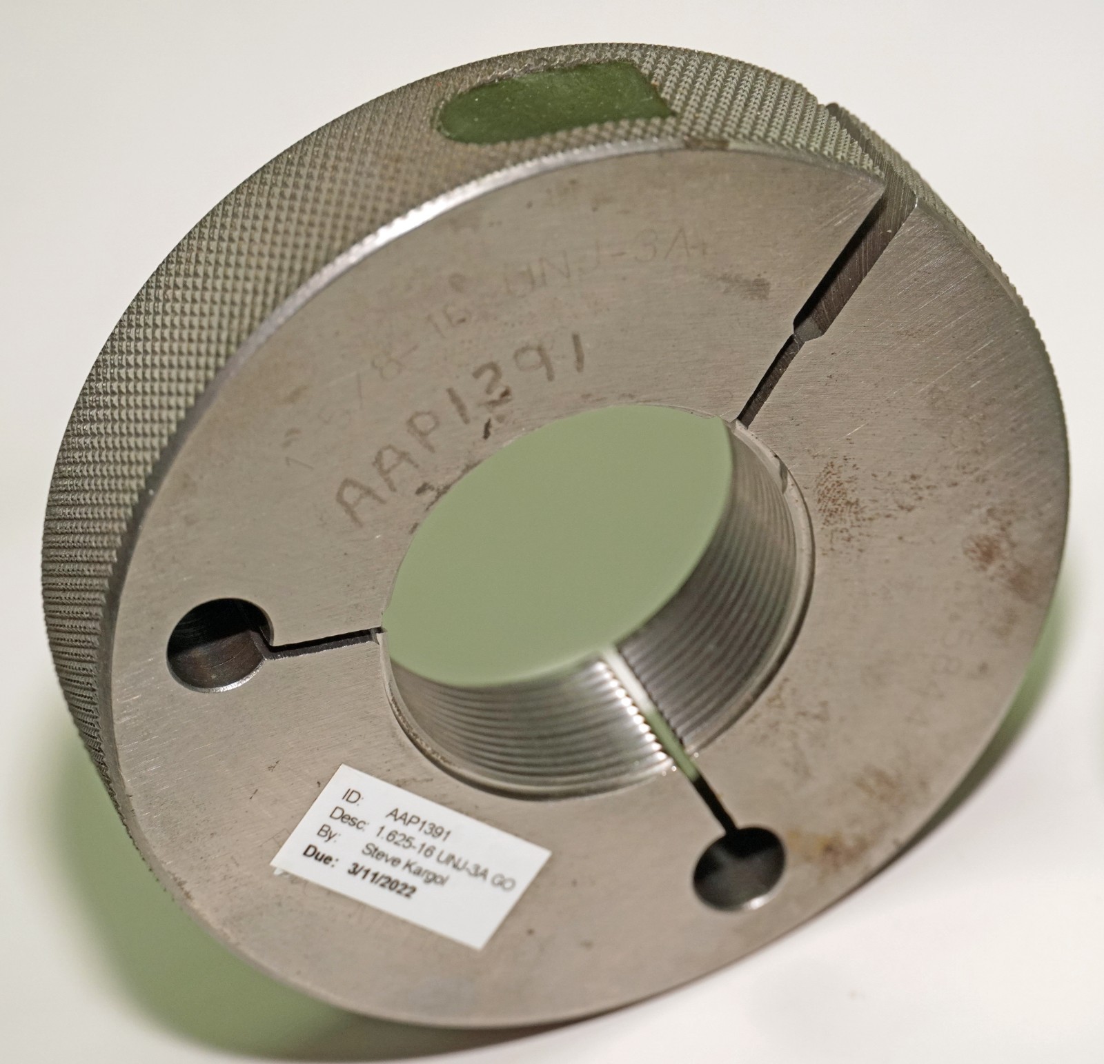 1-5/8-16 UNJ-3A Thread Ring Gage Set Go 1.5844 NoGo 1.5805 PMC Mercury USA