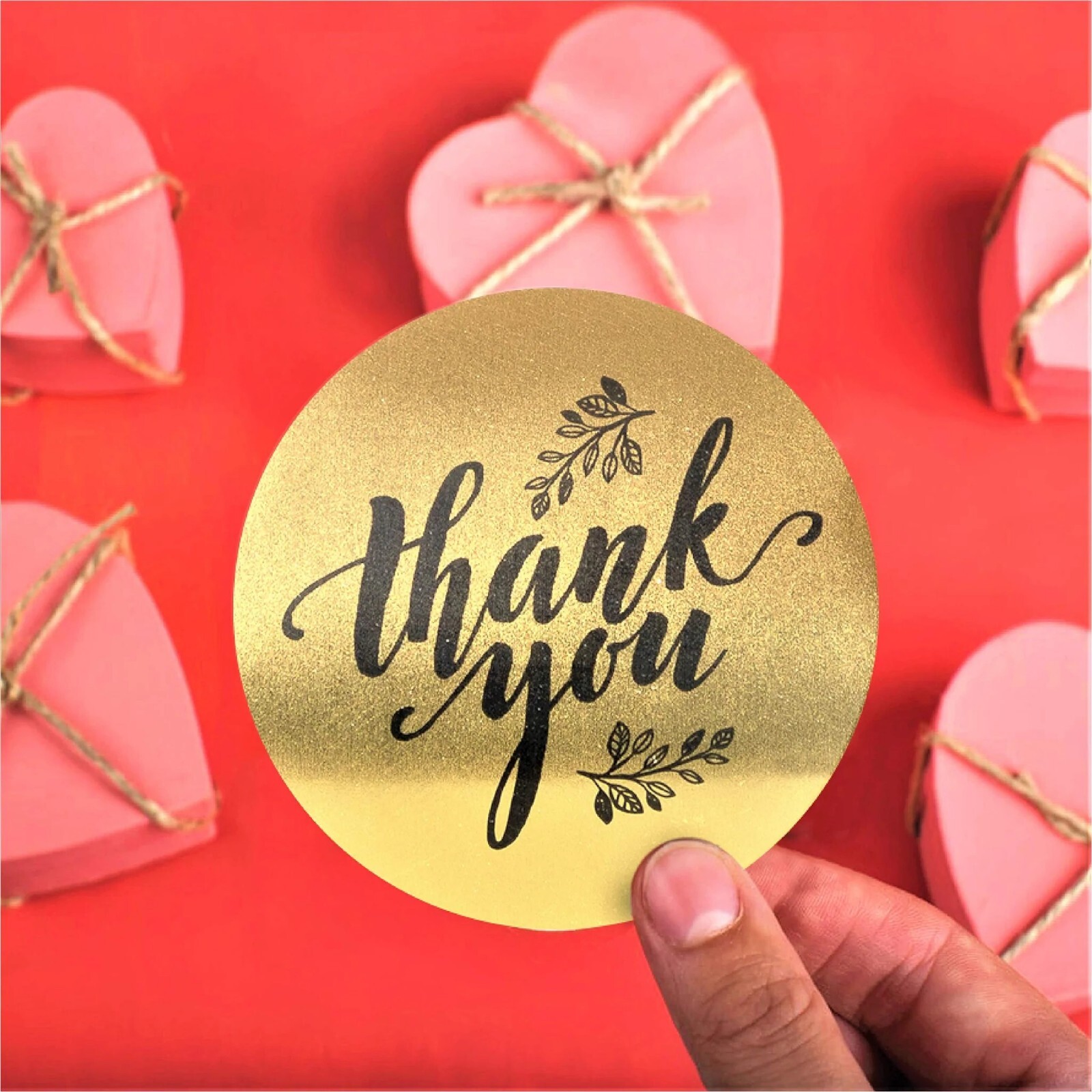 Easykart Thank You Label Sticker 1.5″ Round Matte Gold 500 Labels Per Roll