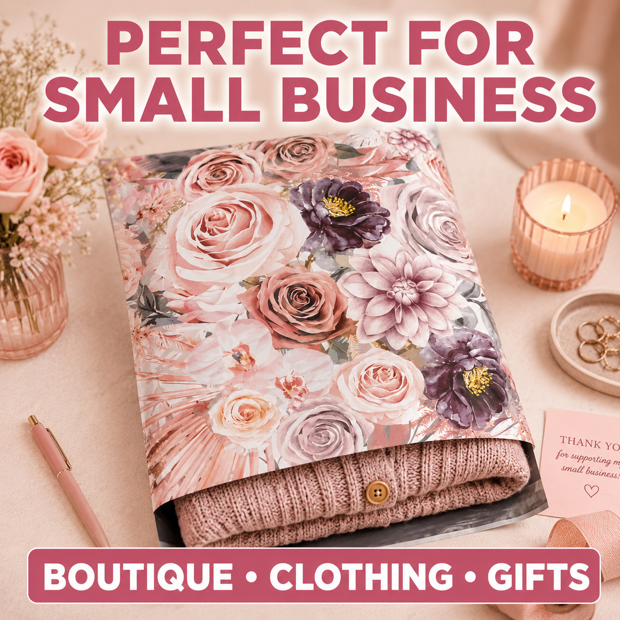 10×13 Boho Floral Designer Poly Mailers Boutique Shipping Bags Cute
