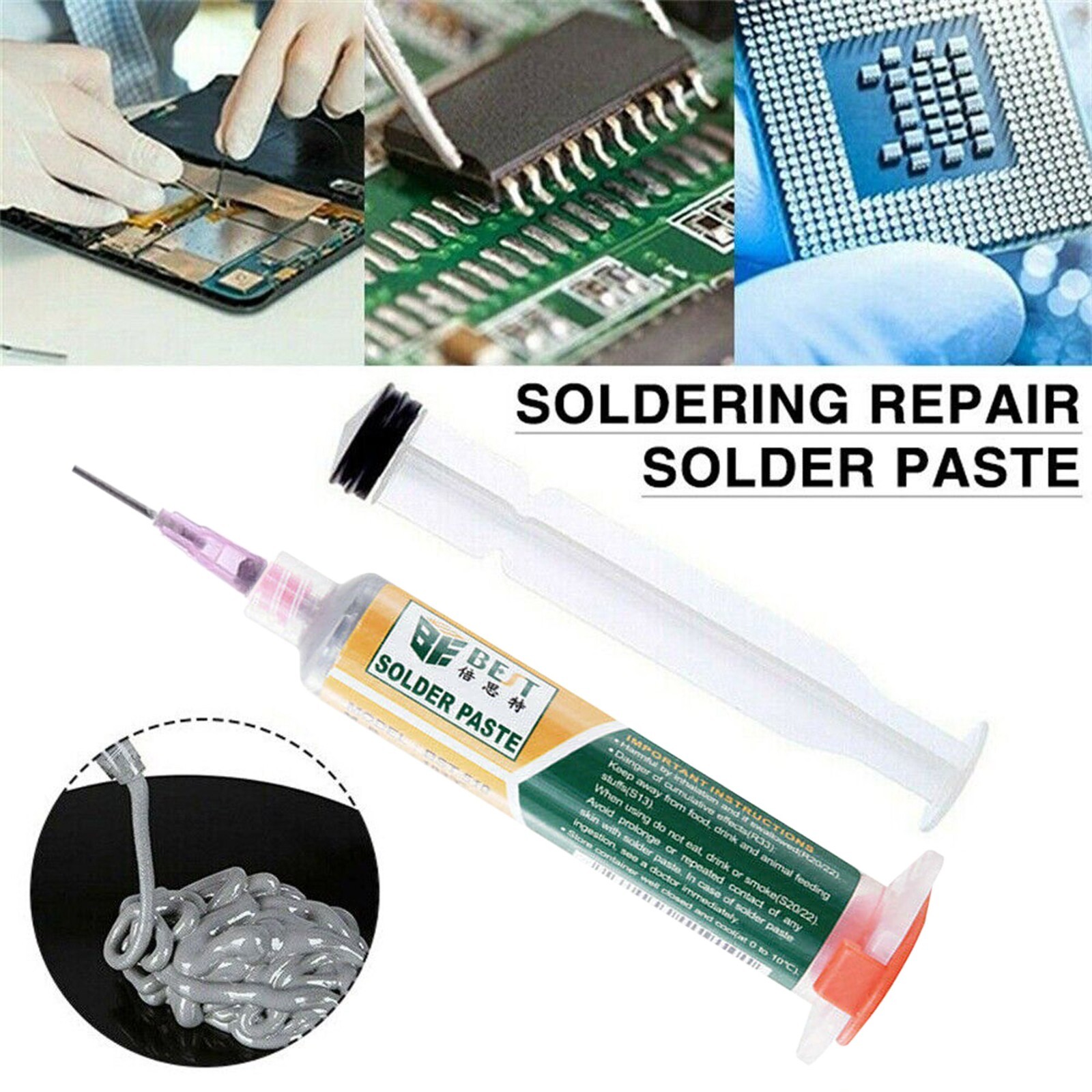 30g BGA Tin Solder Paste Sn63/Pb37 Syringe Liquid Flux Welding Soldering Tool