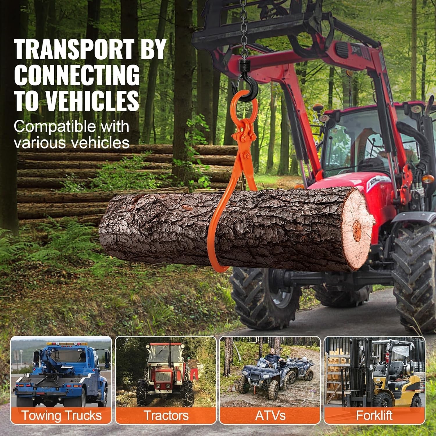 Heavy-Duty Log Lifting Tongs – 772 lbs Capacity, Eagle Claw Grip, 19.45″ Opening