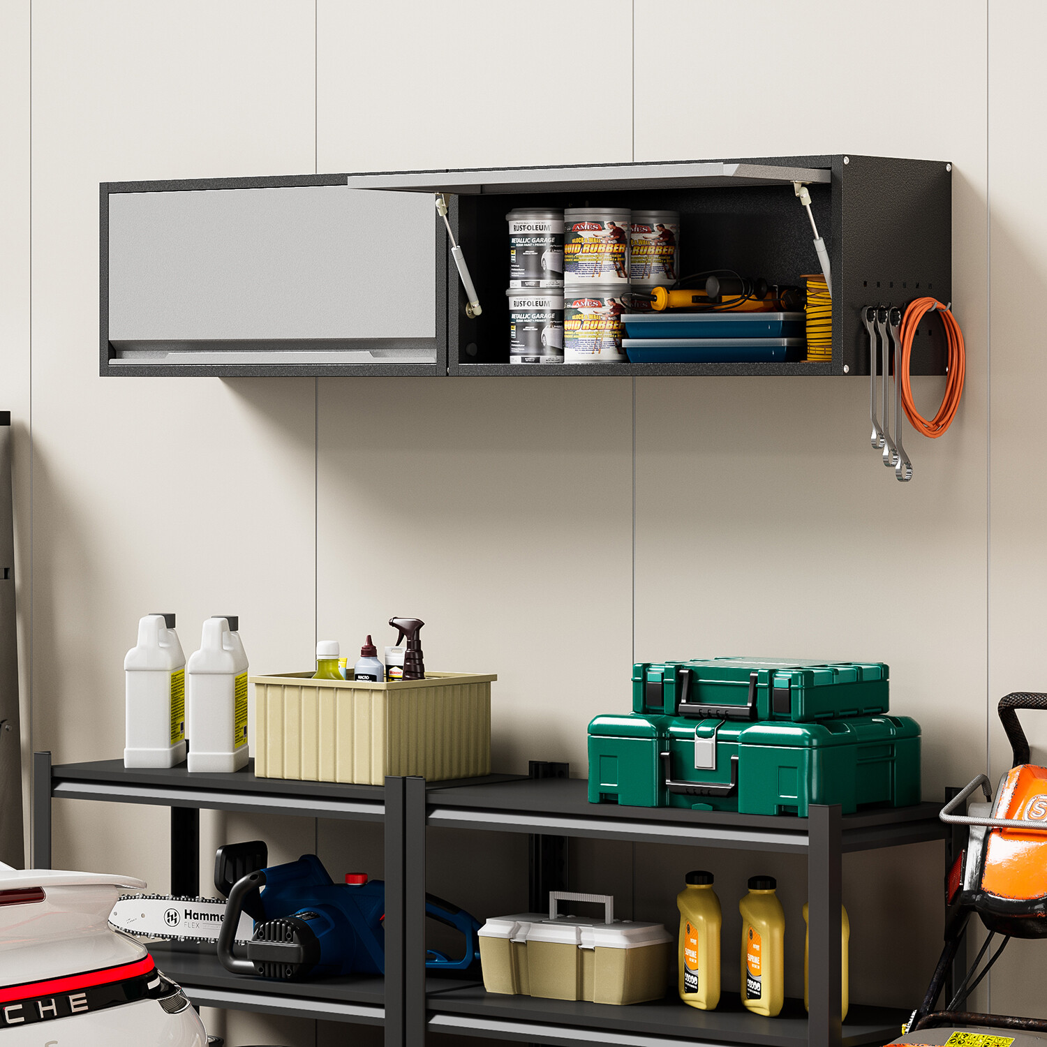 Wall Mount Metal Cabinet W/shelf,Hanging Garage Storage Cabinet Kitchen Cupboard