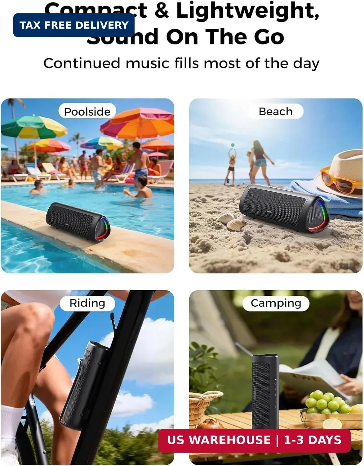 Bluetooth Speaker, 20W HD Sound, Portable Wireless, IPX5 Waterproof, Up to 24H P