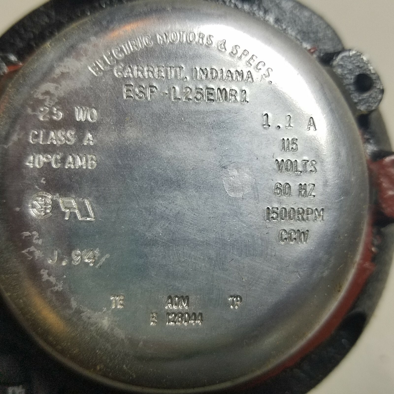 Packard Electric 15003 SHADE POLE MOTOR 1450 RPM SINGLE SPEED 115V 1.10 AMP