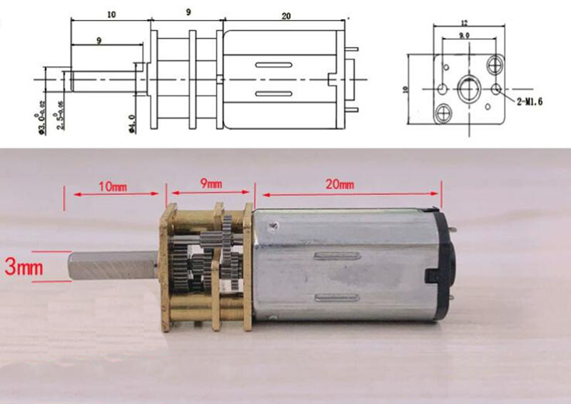 GA12-N30 Deceleration Motor DC3V/6V/12V Low-speed Motor High Torque 15-1000RPM