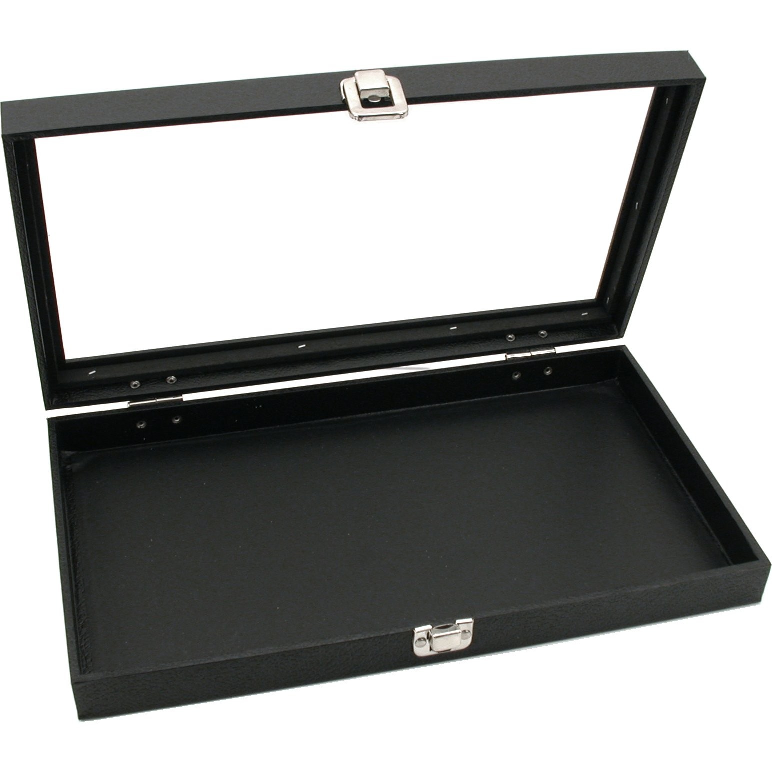 Glass Top Jewelry Display Case Box White 50 Gem Jars
