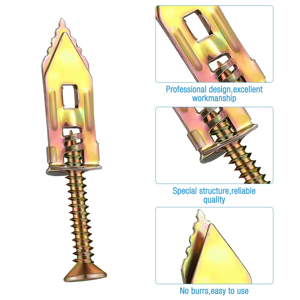 50PCS Self Drilling Drywall Anchors Screws Hollow Wall Anchor Expansion Kit
