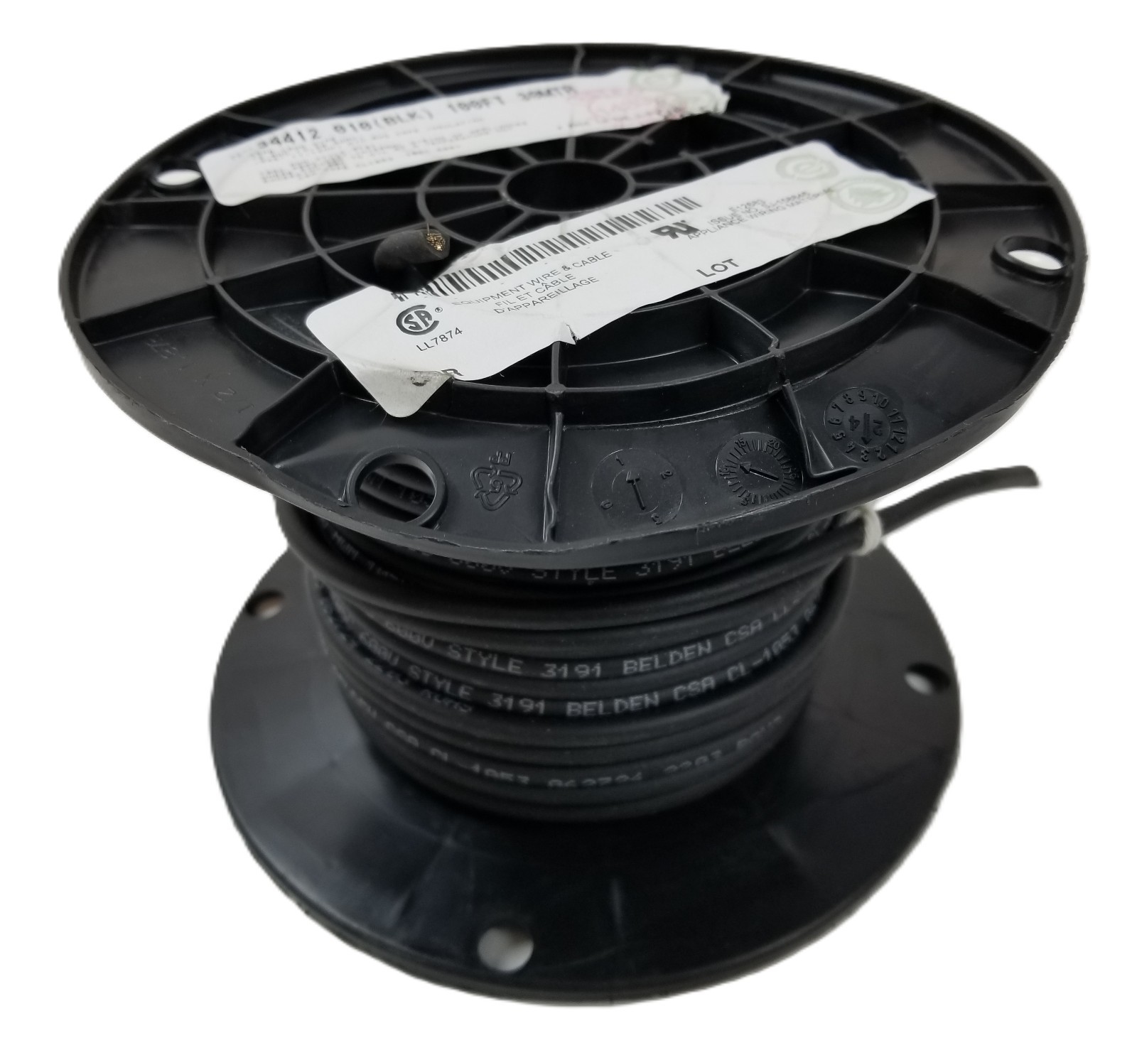 100ft Belden 34412 010(BLK) Hook-Up Wire 12AWG CSPE Insulation 600V Black NEW