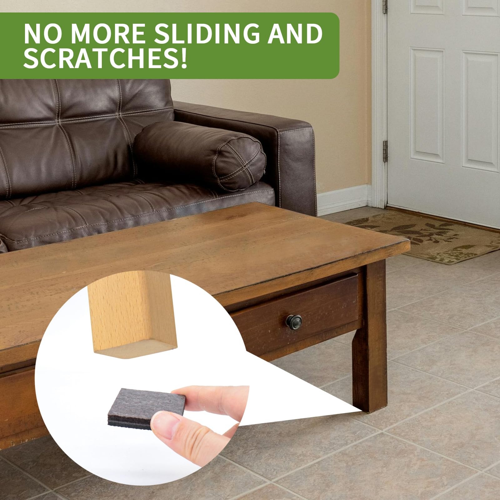 COVERCORNER Non Slip Furniture Pads Square 2 inch 16PACK, Round 2 Inch 16pack