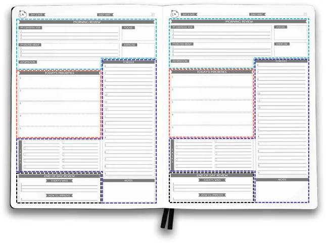 Panda Planner Pro Non-Dated 6 Month Weekly Daily Softcover Black Lg 8.5″ x 11″
