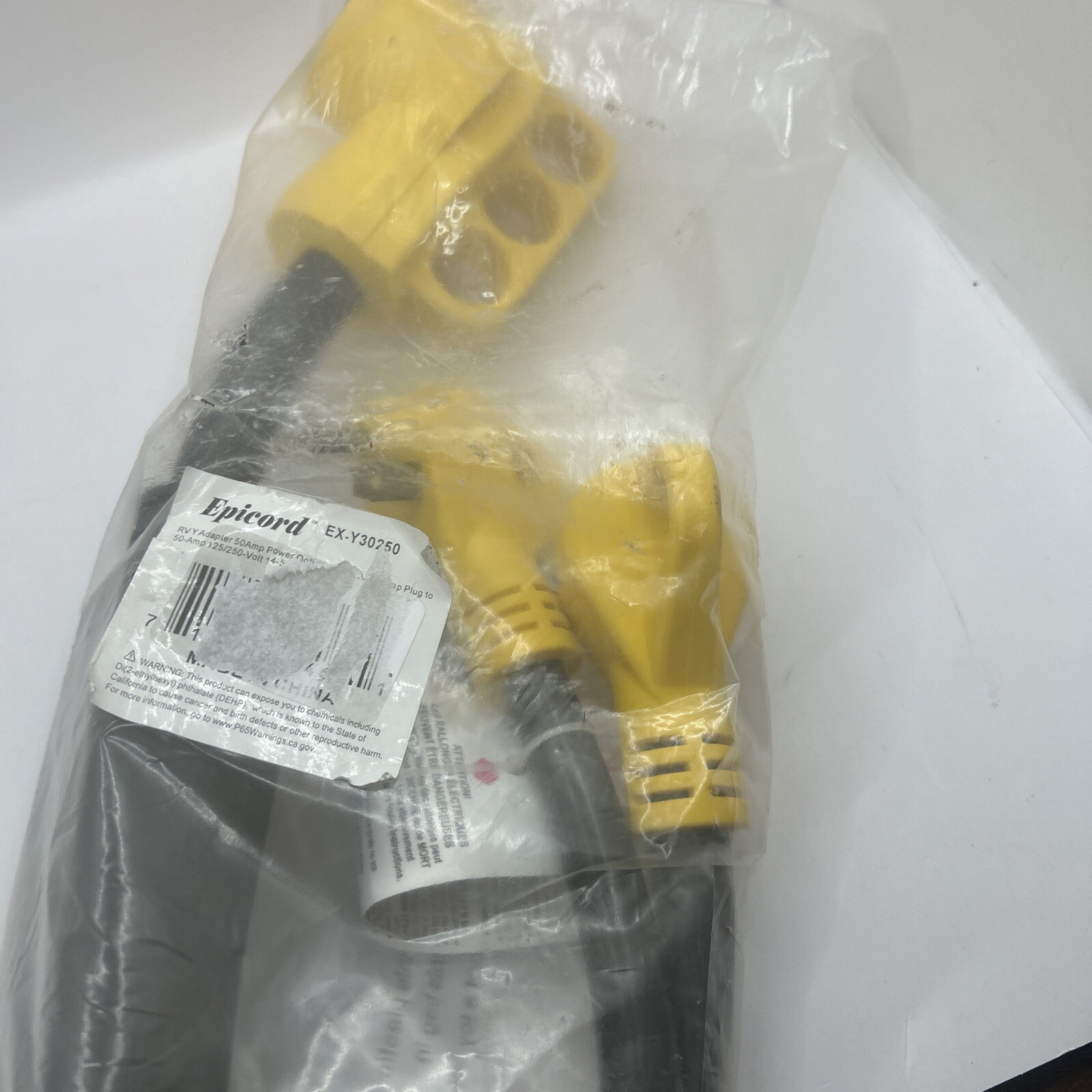 Epicord EX-Y30250 RV Y Split Adapter Cord Cable 50A Yellow
