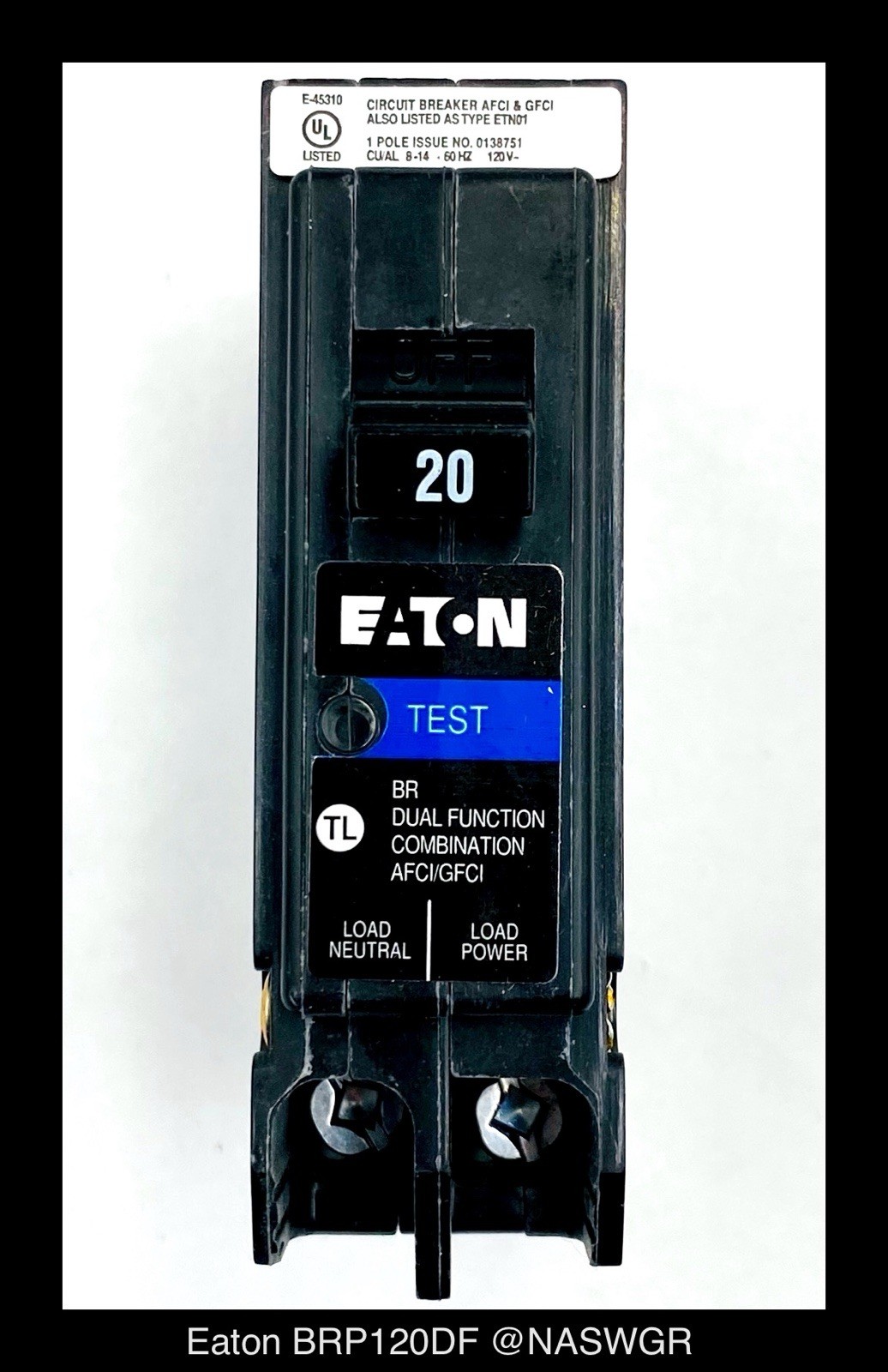 Eaton BRP120DF Arc Fault Ground Fault Circuit Breaker -20 Amp- Unused -Lot of 5