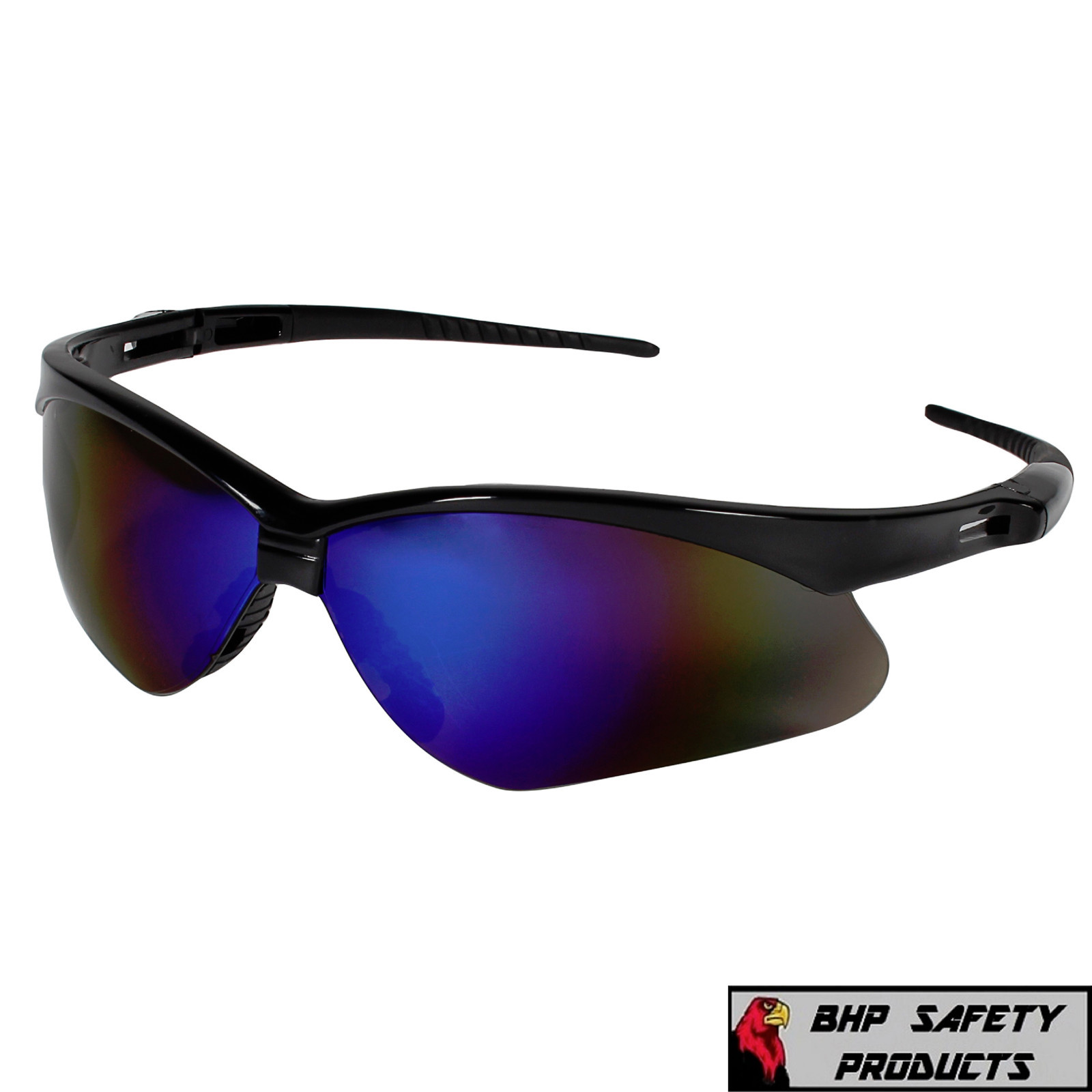 (12 PAIR) KLEENGUARD NEMESIS 14481 SAFETY GLASSES BLACK FRAME/BLUE MIRROR LENS
