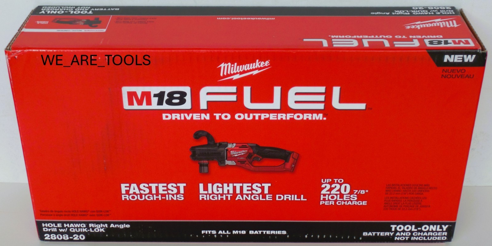NEW BOXED Milwaukee M18 FUEL 2808-20 7/16″ Hole Hawg Right Angle Drill QUIK-LOK