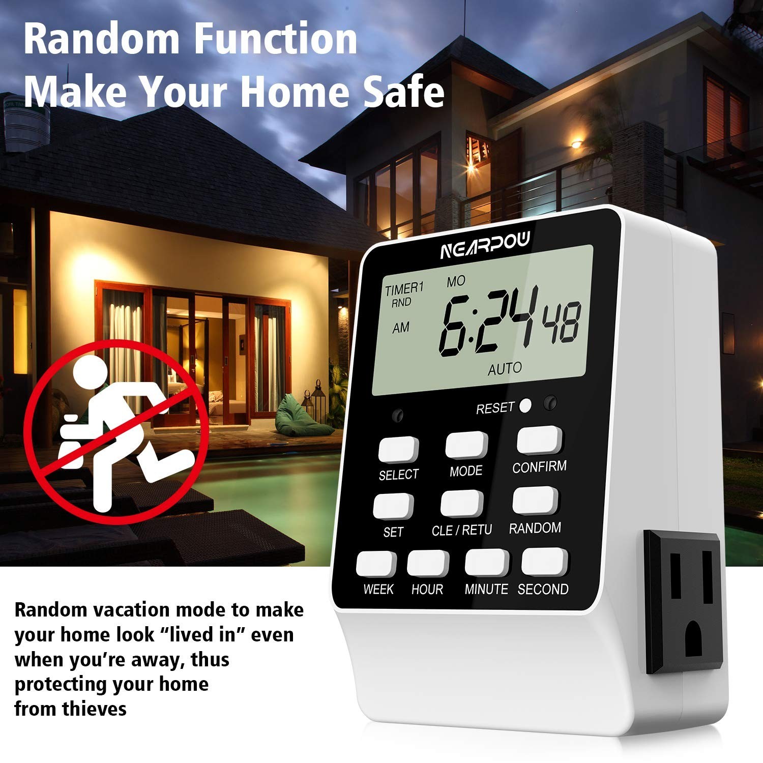 Dual Digital Outlet Timer – 2 Independent Outlets, 18 Programs, Heavy Duty 15A