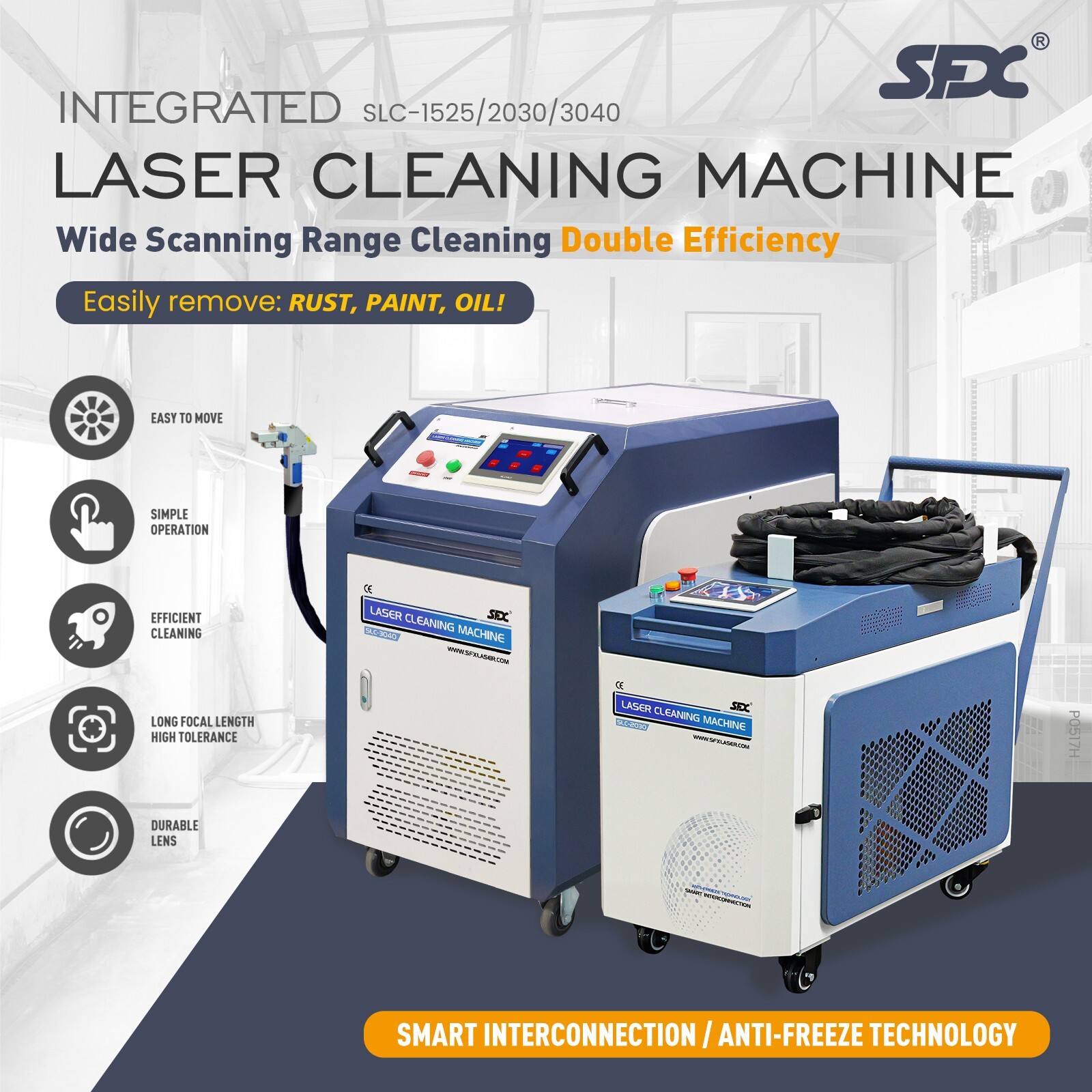 SFX US Stock 2000W Integrated Laser Cleaning Machine Rust Oil Paint Removal