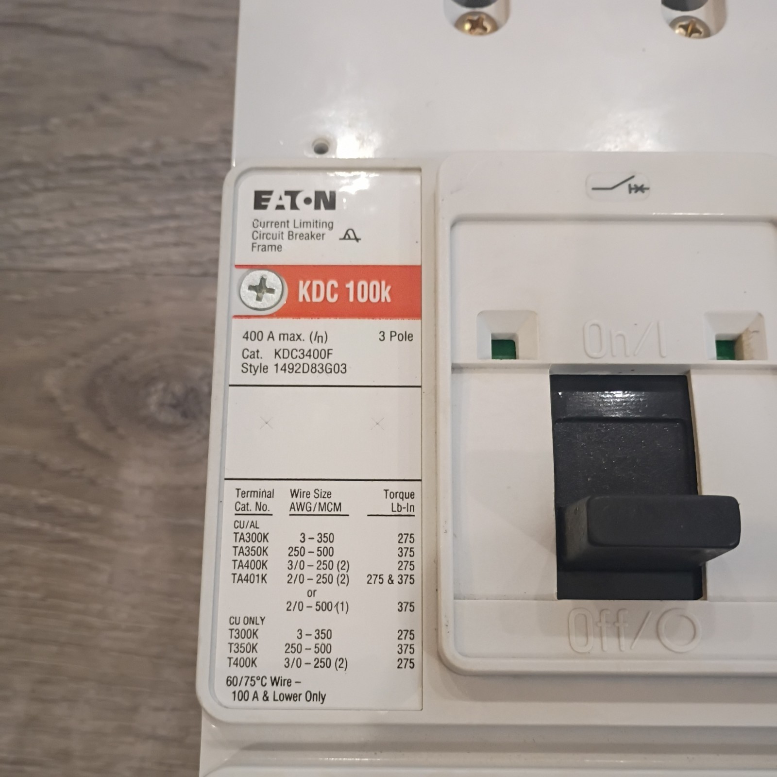 EATON/Cutler Hammer KDC3400F 400A KDC100k Circuit Breaker w/KES3400LSI Trip Unit
