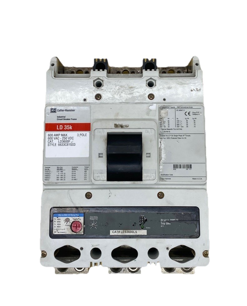 CUTLER HAMMER LD3600F CIRCUIT BREAKER 600V, 600A, 3 POLE – LES3600LS TRIP UNIT