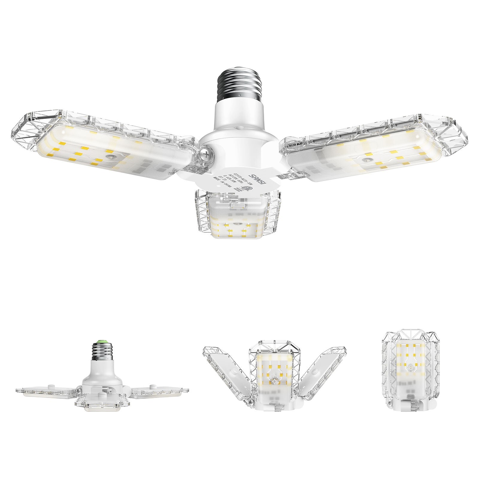 6500LM LED Garage Light 6+1 Adjustable Panels 60W 600W Deformable Ceiling Light