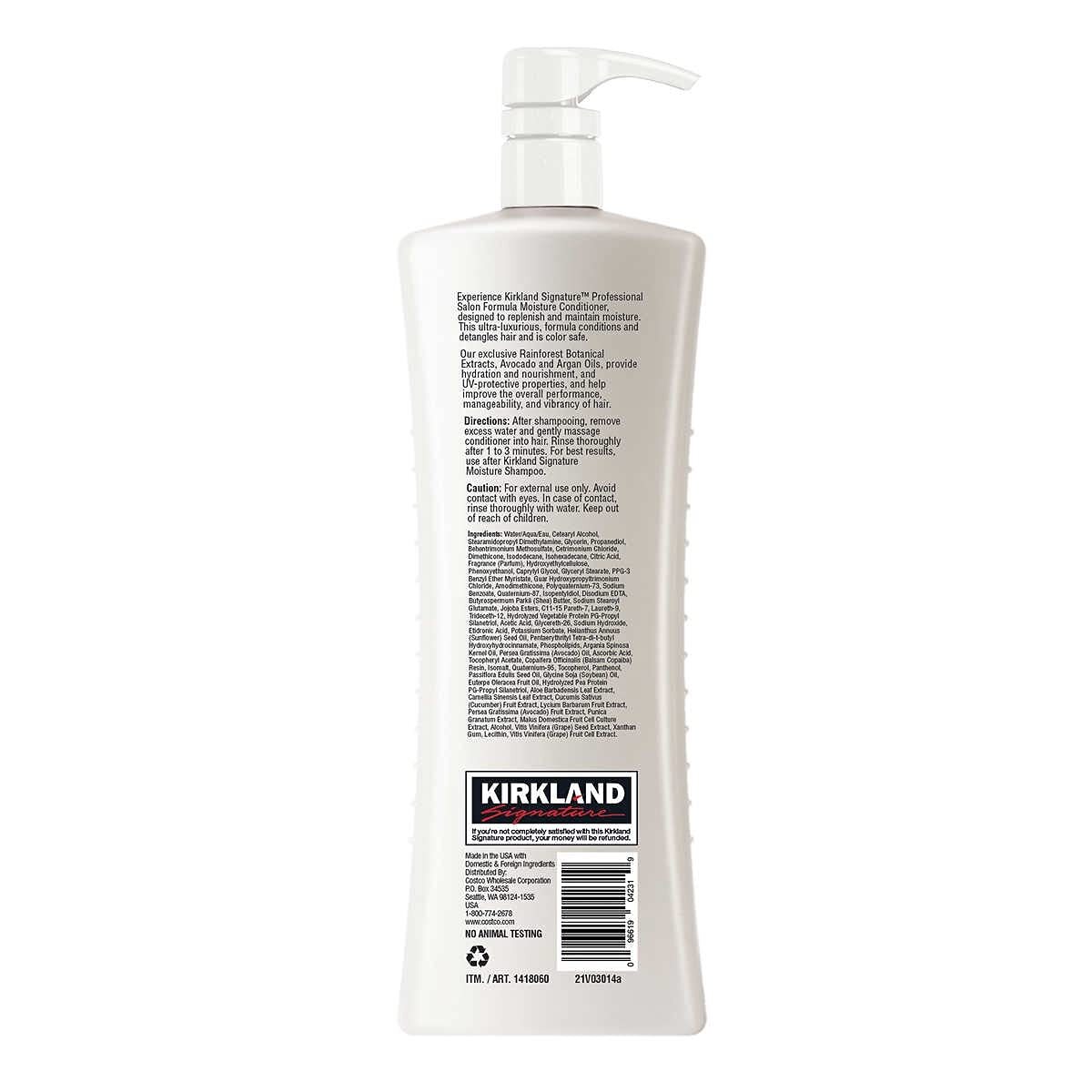 Kirkland Signature Moisture Conditioner, 33.8 Fluid Ounce (Pack of 3, Total 101.