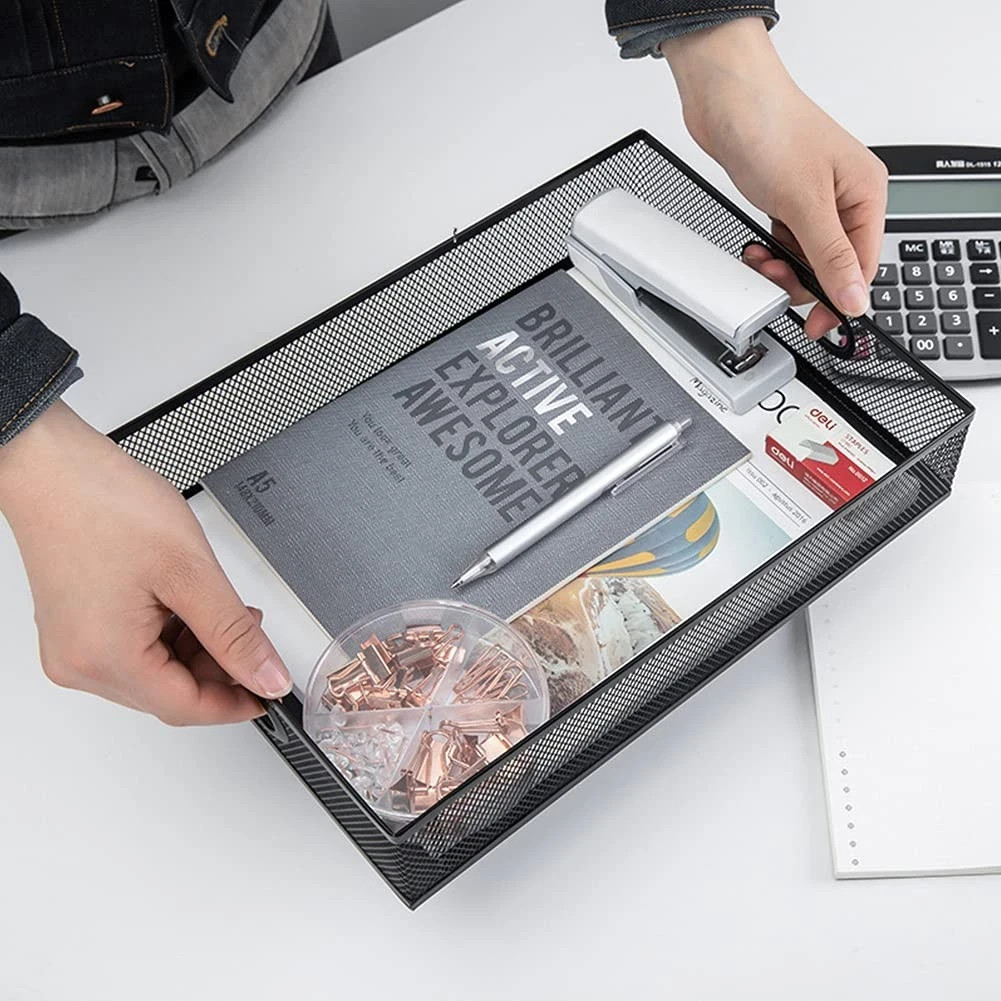 A4 Large Metal Mesh Desk Rrganizer 13 x 9 inches Tray
