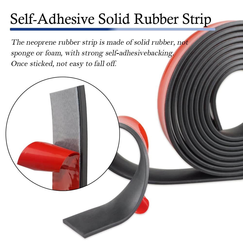 1 in x 1/8 in x 10 ft Neoprene Rubber Strip with Adhesive Backing Gasket