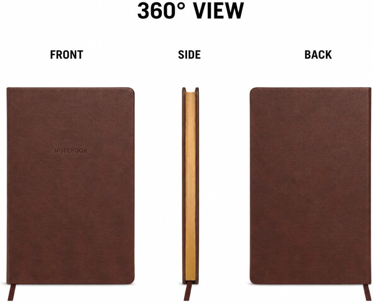 WORLD TRAVELER Large Lined Journal Notebook 256 Ruled White & Ivory Pages | Lay-
