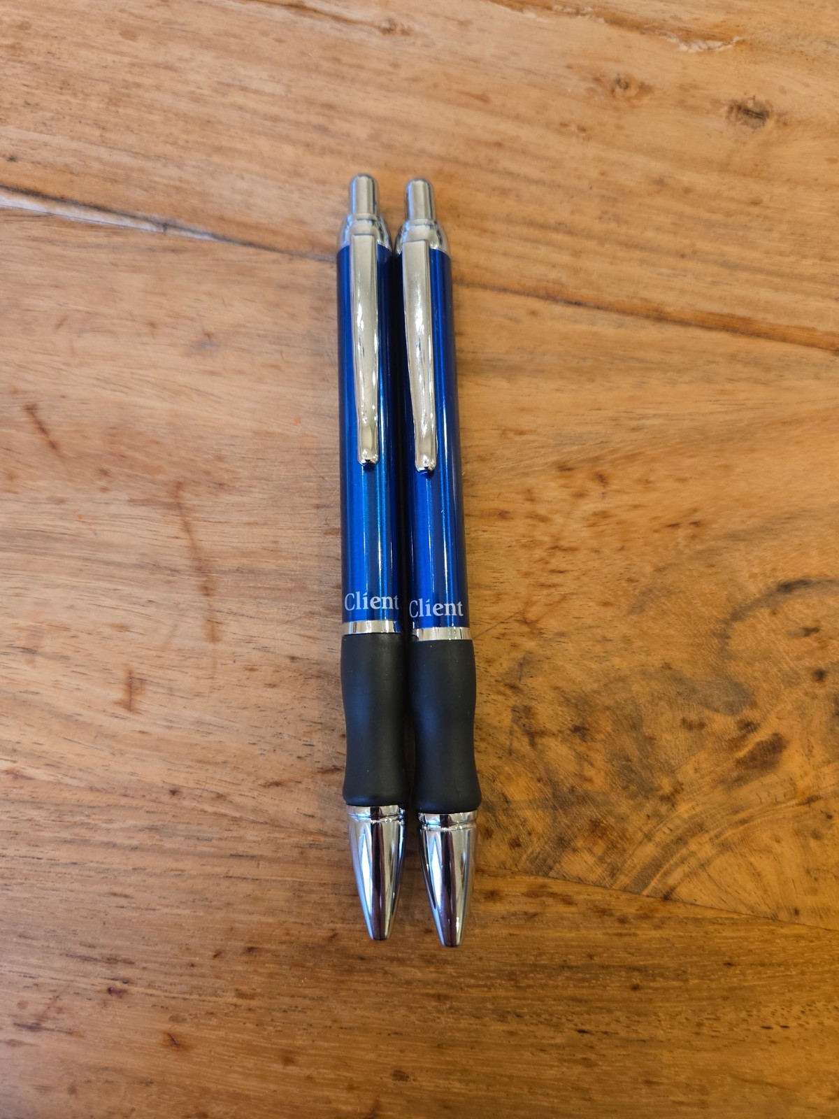 Vintage Pentel Client Retractable Ballpoint Pens Medium Line Blue Body Ink Metal