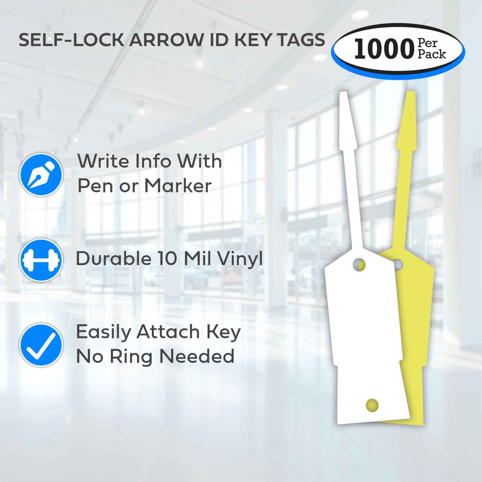 Large Self-Lock Arrow ID Key Tags / Parts Tags (1000 per pack) (Form # LSLKT)