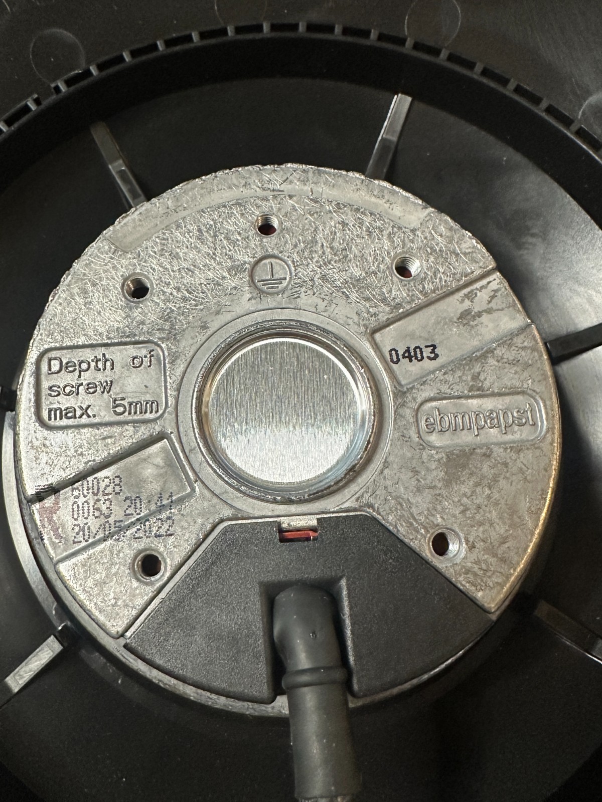 ebm-papst R2E225-RA40-21 AC Centrifugal Blower Fan 115V w/Capacitor + Inlet Cone