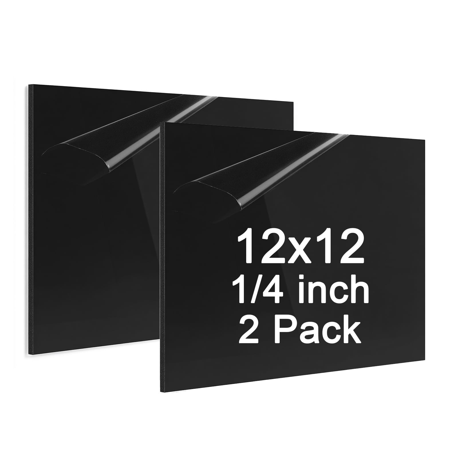 ABS Plastic Sheet 1/4 Inch Thick 12″ x 12″ Two-Sided Heat Moldable Black 2 PCS