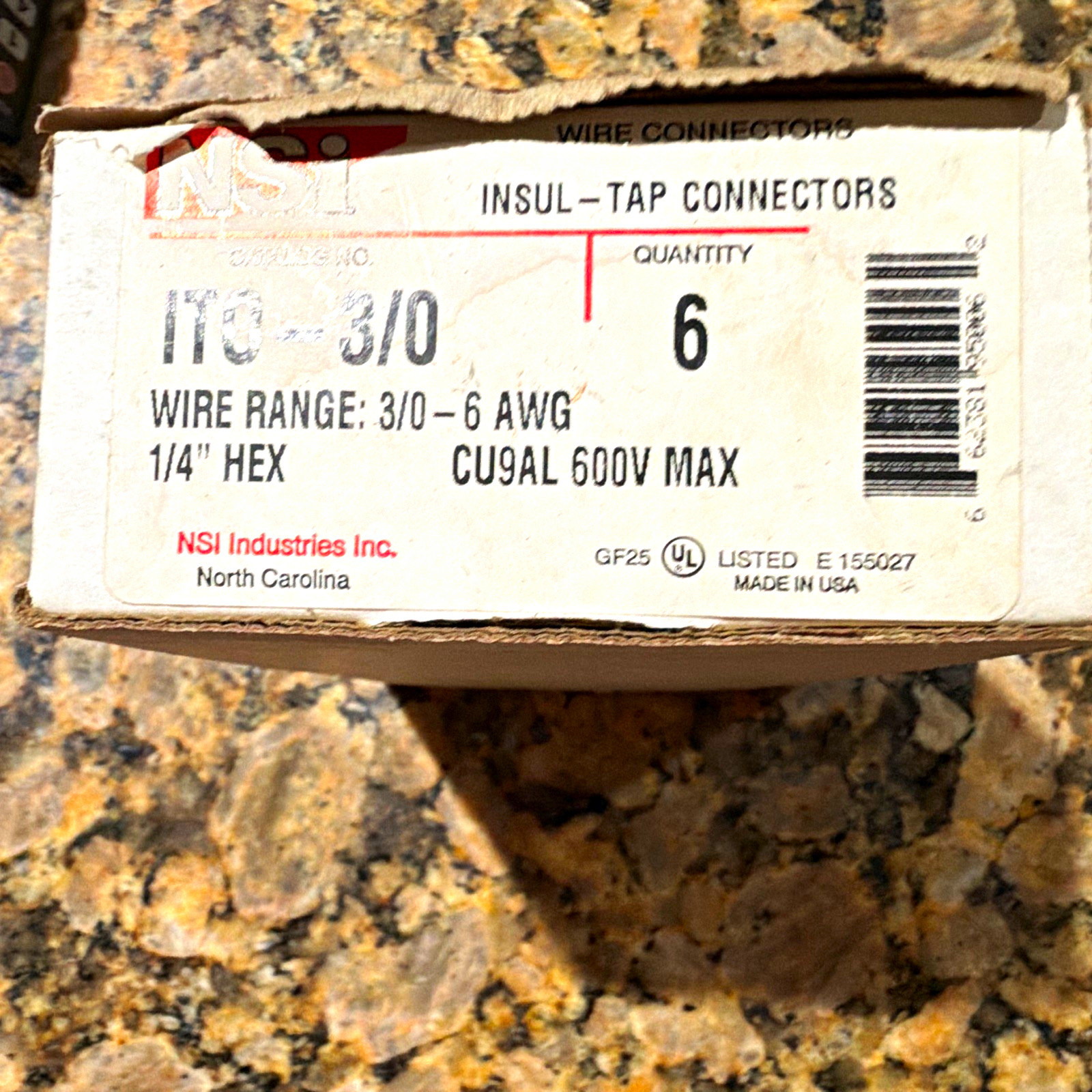 NSI ITO-3/0 Insul-Tap Wire Connectors, White, 3/0-6 AWG, Qty 6