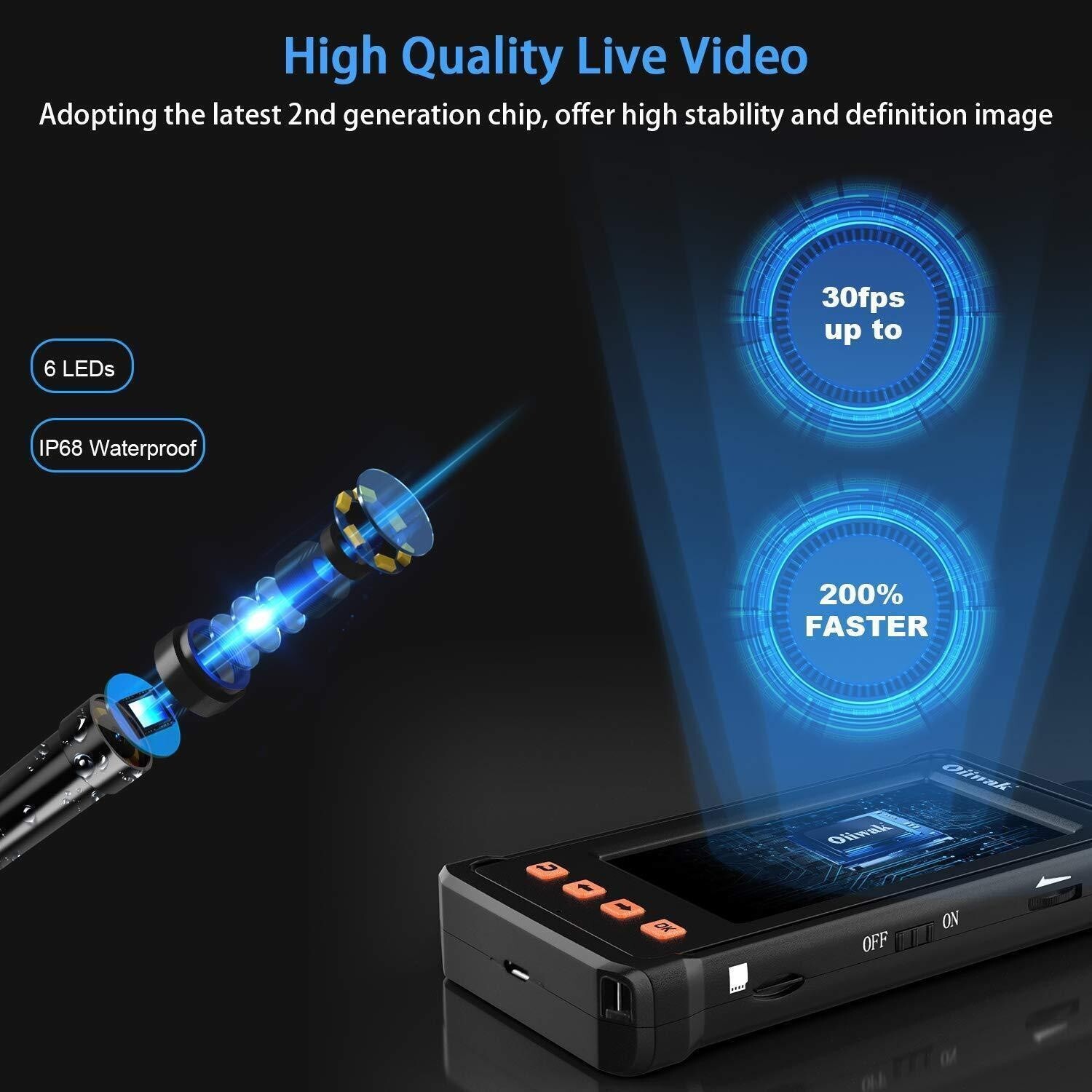 Industrial Endoscope Borescope Camera for Pipe Sewer Drain Plumbing Inspect 50FT