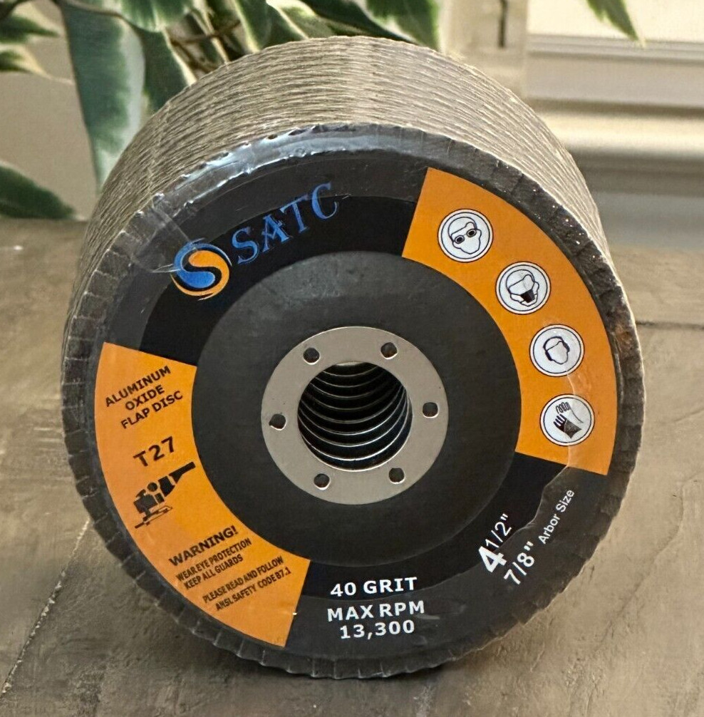 Aluminum Oxide Flap Disc T27 40 Grit Max RPM 13,300 4 1/2″ 7/8″ Arbor Set of 10