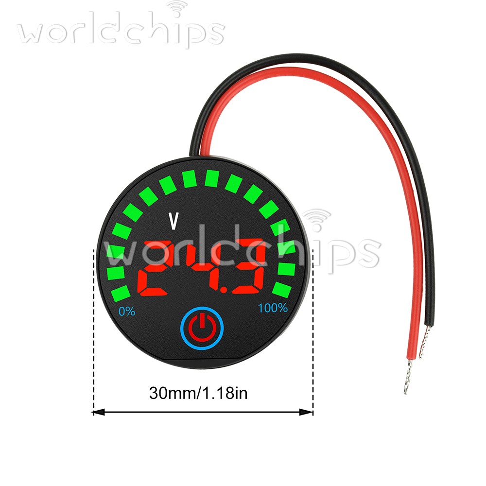 5pcs DC7-55V Acid/Li-ion Volt Indicator Battery Level Display Power-Off Memory