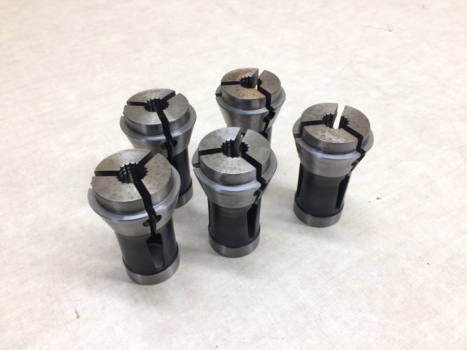 Lot of 5 Hardinge 7/16″ Brown & Sharpe No. 21 Waffle Pattern Collet Tool