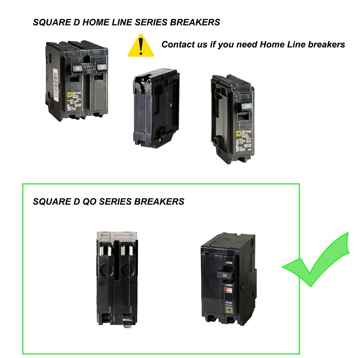 4000-7500 Watt Generator Interlock Kit w/ 30A Inlet Box for Square D QO Panel
