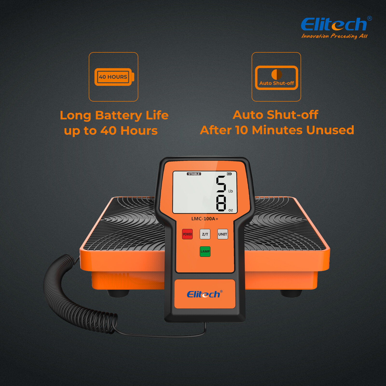 Elitech Refrigerant Charging Scale 220LBS HVAC Freon Recovery Scale LMC-100A+