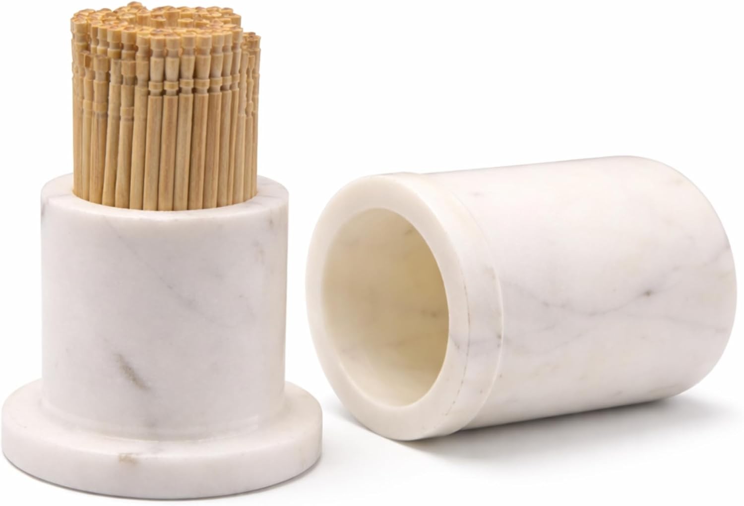 White Marble Toothpick Stick Holder with Lid | Tooth pick Dispenser For Kitchen,