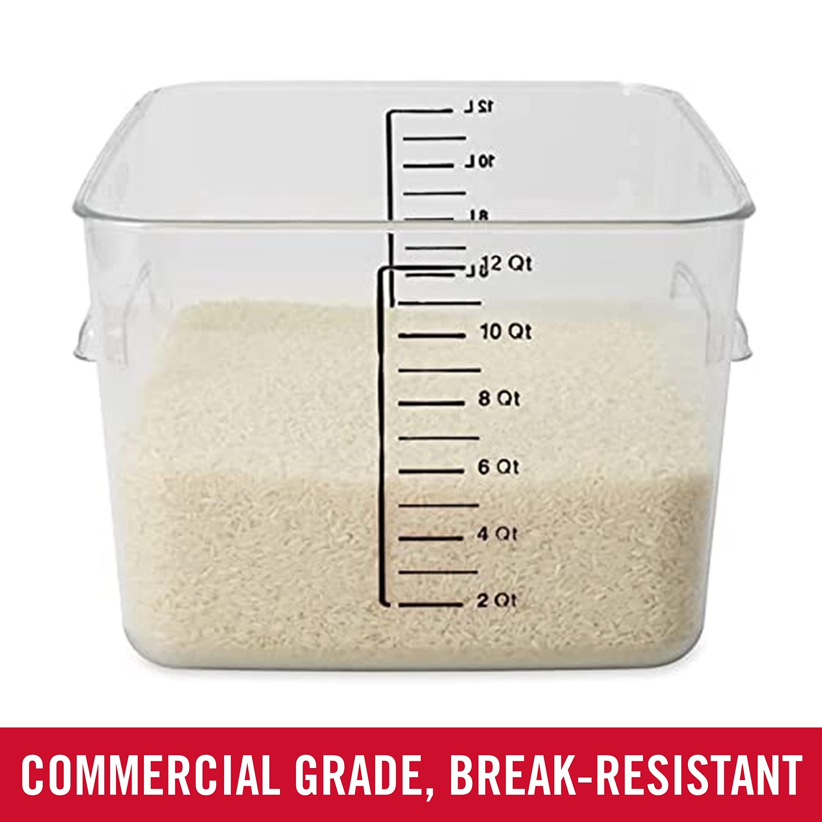 Commercial Products Space Saving Square Food Storage Container 12 Quart Clear…