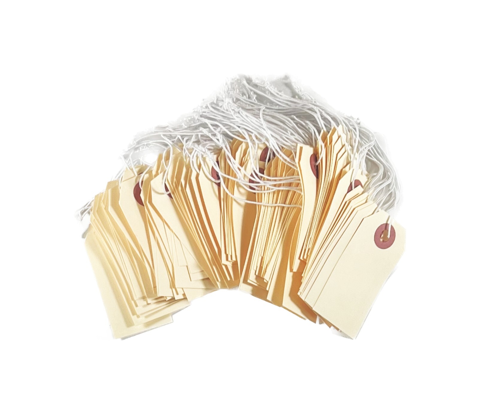 100 of 2 3/4″ x 1 3/8″ Manila Inventory Tags with ELASTIC Stretchy String Size 1
