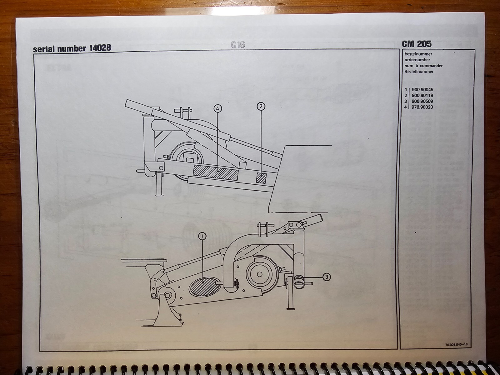 Vicon CM205 Series 14028 Disc Mower Parts Manual 70.001.940