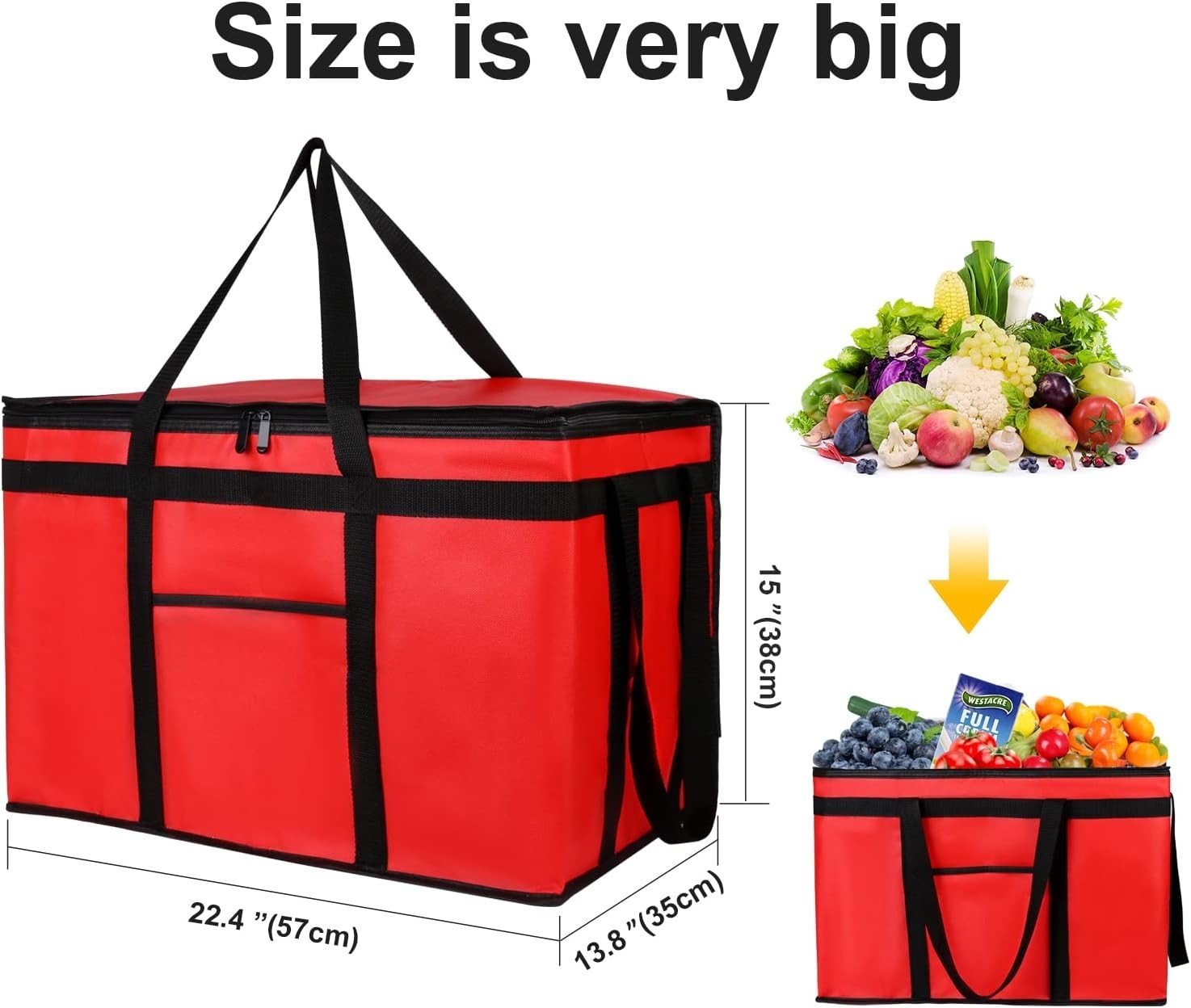 Extra large XXXL Insulated Food Delivery Bag Cooler Bags Keep Food Warm Cater…