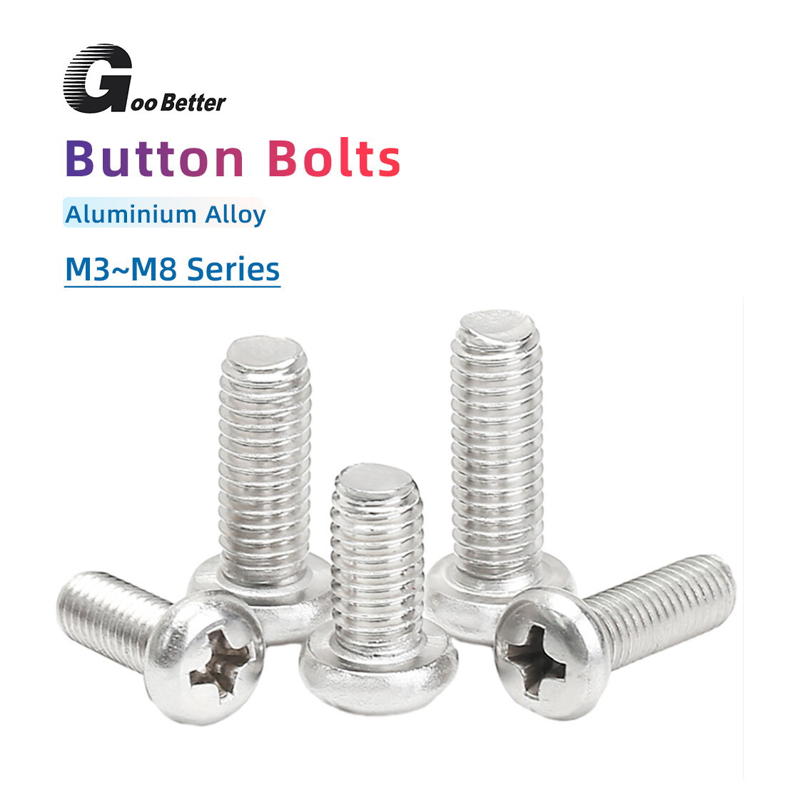 M3 M4 M5 M6 M8 Aluminum Alloy Pozi Pan Head Phillips Machine Screws Small Bolts