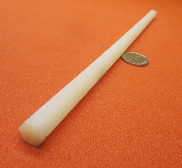 Nylon 6/6 Natural Tint Hex Rod 7/16″ (.437″) Hex x 12″ Length