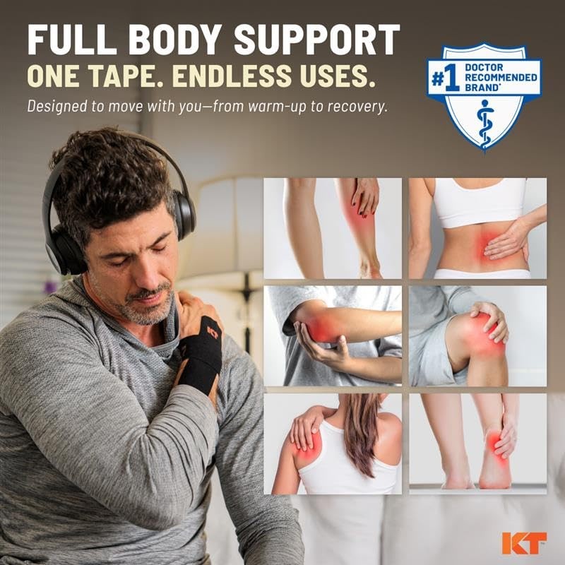 KT Tape, Original Cotton, Elastic Kinesiology 20 Precut Strips, Beige