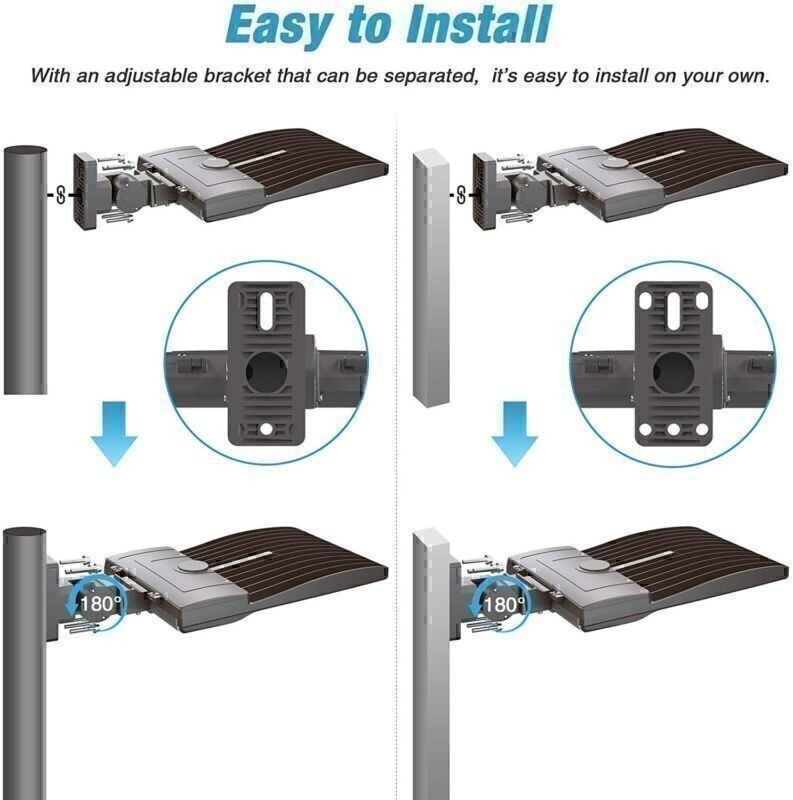 Outdoor 320W LED Shoebox Pole Light Streets Parking Lot Lamp 48000LM + Arm Mount